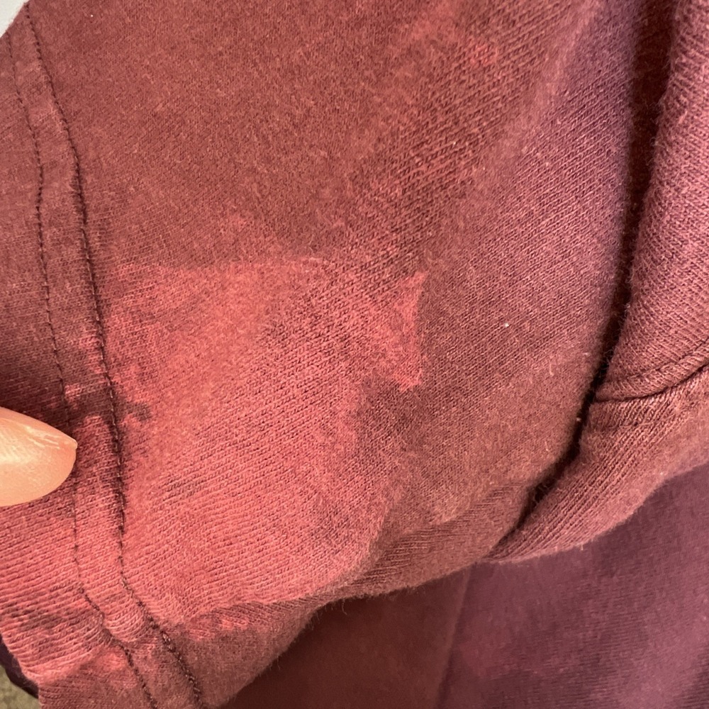 Carhartt Logo Tee 2XL Burgundy Thrashed Bleach Faded Grunge Workwear Distressed - Picture 11 of 15